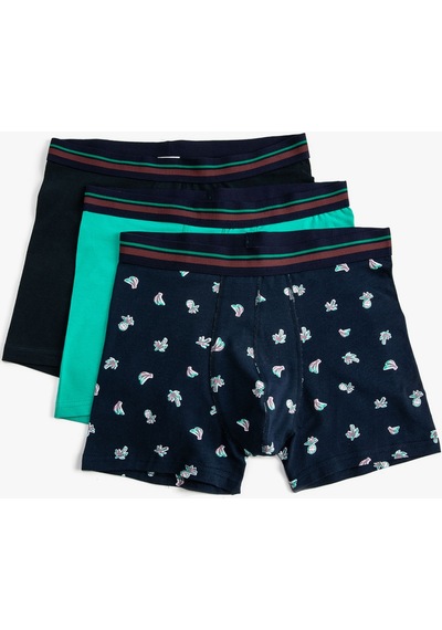 Koton 3'Lü Boxer Seti Meyve Baskılı Pamuklu Lacivert Desenli 3Slm90037Mk 3Slm90037Mk51I Koton 3'Lü Boxer Seti Meyve Baskılı Pamuklu Lacivert Desenli 3Slm90037Mk 3Slm90037Mk51I