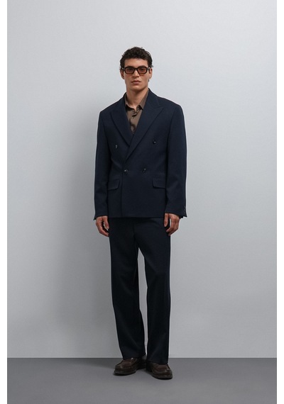 Antioch Relax Fit Kruvaze Erkek Blazer Ceket Lacivert