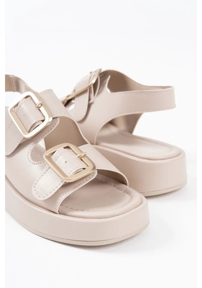 Trendella Bej Cilt Kadın Sandalet Tr17my02c Siyah