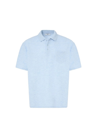 Süvari Buz Mavi Regular Düz Baskısız Waffle Düğmeli Polo Yaka Tişört Sts1014000004-m01