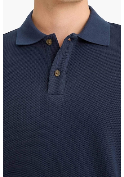 Defacto %100 Pamuk Regular Fit Polo Yaka Düğmeli Dokulu Sweatshirt E9627ax25aunv64 Lacivert
