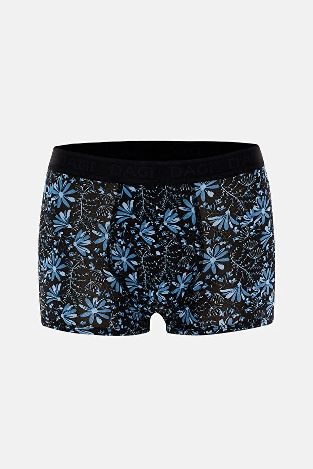 Dagi Erkek Mavi Siyah 3^lü Desenli Micro Modal Boxer- 4210ms Mavi - Siyah