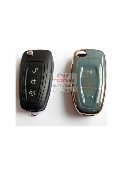 Ford Focus Uyumlu 3 Mondeo Transit Silikon Kumanda Kılıfı Gri 3 Buton
