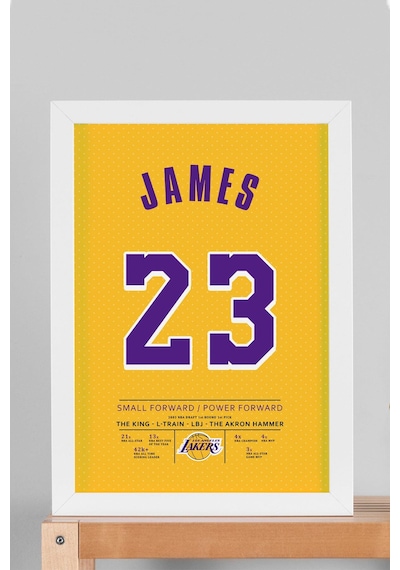 Lebron James Forma Çerçeveli Tablo - Nba Los Angeles Lakers Jersey