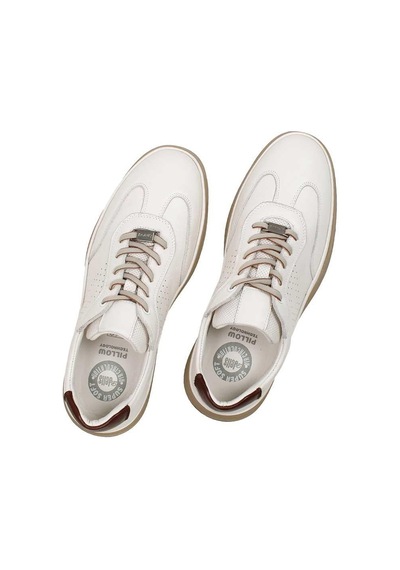 Erkek Bej Bağcıklı Deri Sneaker
