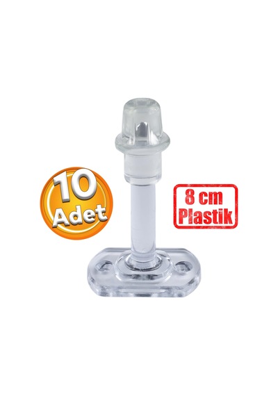 Badem10 Plastik Kapı Pencere Arkası Şeffaf Renk Tampon 8 Cm Vidalı Duvar Koruyucu Silikon Stoper 10 Adet