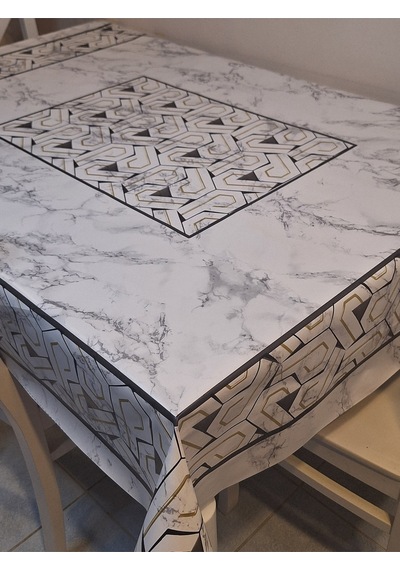 Dora Pano Elyaf Tabanlı Pvc Muşamba - Desenli Silinebilir 120 X 140 Hazır Masa Örtüsü Kmp40 Siyah