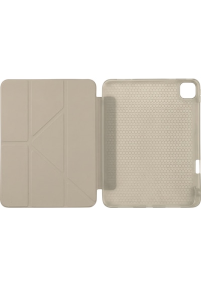Ps Apple Uyumlu iPad Pro 11 İnç M5 / M4 Tri Folding Standlı Kılıf - Bej Kapaklı Kılıf