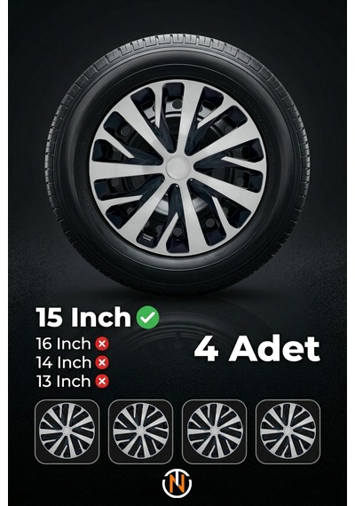 Chevrolet 15 İnç Jant Kapağı Takım Siyah Gri C111