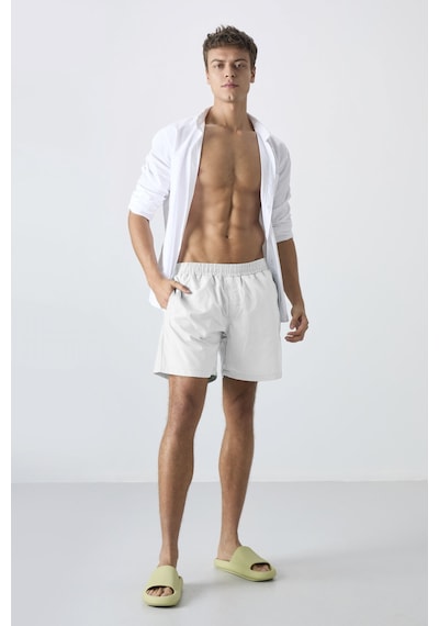 Tommylife Beyaz Hızlı Kuruyan Standart Fit Erkek Deniz Şortu - 81237