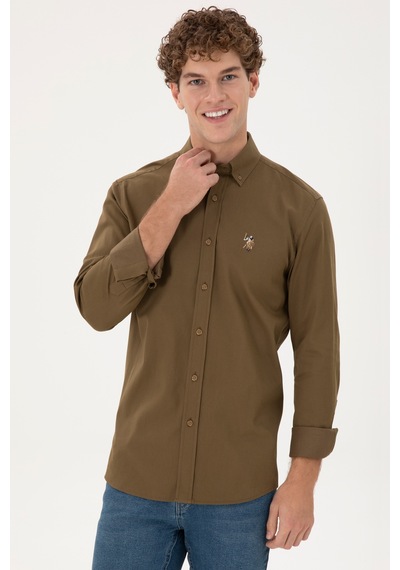 U.s. Polo Assn. Erkek Haki Gömlek Desenli 50292088-vr027 Haki