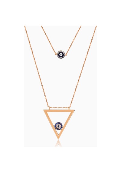 Kuyumcudukkani Nazarlık İkili Kolye -37234-r-blu Rose Gold