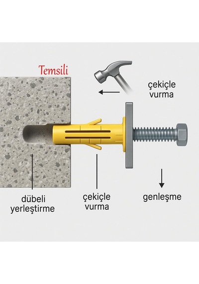 Plastik Roket Dübel M8 Mantar Kanatlı Dübeller Vida Sabitleme Bağlantı Elemanı 100 Adet