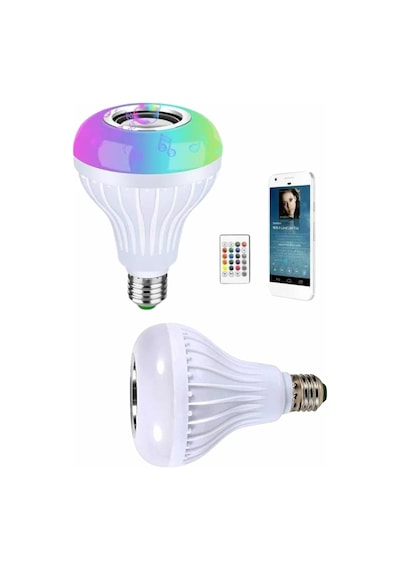Kumandalı - 646 - Rgb Led Işık Bluetooth Hoparlör Ses Lambası - Csmo-tex - Renkli Ampul