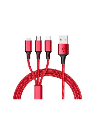 Pm-26336 3 In 1 Kırmızı 1.2 Metre Şarj Kablosu Diğer