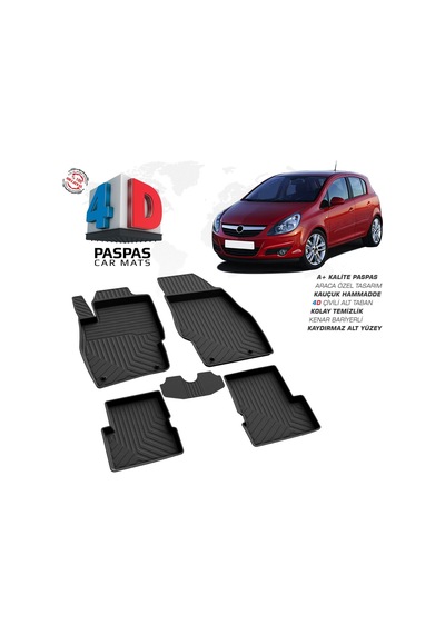 Opel Corsa D 4d Araca Özel Havuzlu Kauçuk Paspas 2007-2014