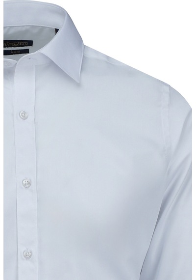 Hatemoğlu Beyaz Slim Fit Slim Yaka Pamuklu Uzun Kollu Gömlek Beyaz Hatemoğlu Beyaz Slim Fit Slim Yaka Pamuklu Uzun Kollu Gömlek Beyaz