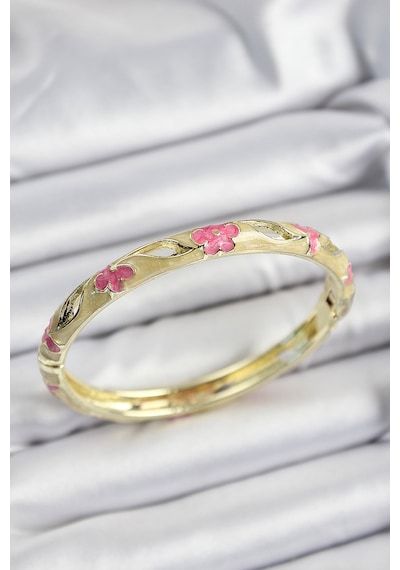 Mineli Pirinç Pembe Ve Hardal Çiçek Motifli Gold Renk Kadın Kelepçe - Tj-bb7369 Altın - Çok Renkli Mineli Pirinç Pembe Ve Hardal Çiçek Motifli Gold Renk Kadın Kelepçe - Tj-bb7369 Altın - Çok Renkli