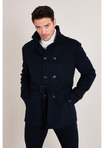 Buratti Slim Fit Cepli Pamuklu Kaşe Erkek Kaban 5841015 Lacivert