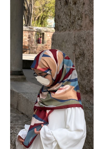 Qalortex Scarf Pamuklu Soft Rânâ Desen Eşarp-bordo
