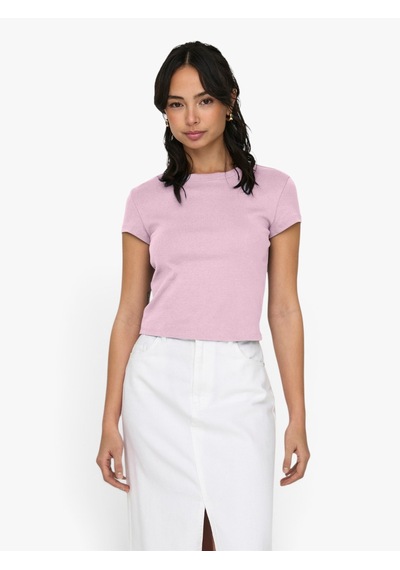 Only Onlelına S/s O-neck Short Top Jrs Noos Kadın Pembe Bluz - 15320229