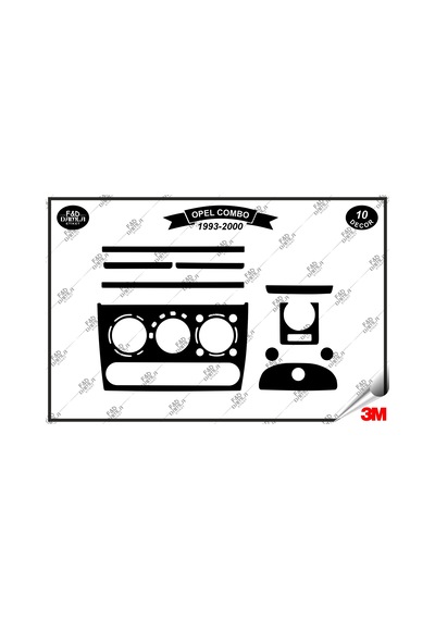 Opel Corsa B Tigra Combo 1993-2000 Torpido Konsol Trim Göğüs Maun Kaplama Set 10 Parça Siyah