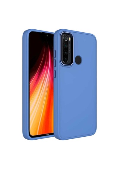 Xiaomi Redmi Note 8 Kılıf Metal Çerçeve Ve Buton Tasarımlı Silikon Zore Luna Kapak Lavendery Gray