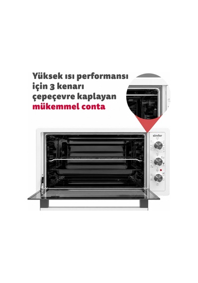 Simfer 3423 Beyaz 34 L Statik 4 Progamlı Mini / Midi Fırın