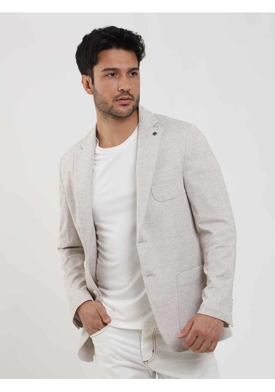 Dufy Bej Erkek Slim Fit Armürlü Mono Yaka Ceket - 104435-bej Bej