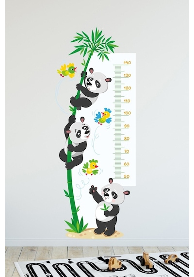Şaşkın Pandalar Temalı Boy Ölçer Duvar Sticker
