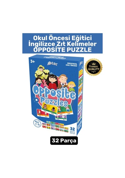 Preschool Öğretici Dil Bilgisi Zeka Geliştirici Okul Öncesi İngilizce Zıt Kelimeler Puzzle-opposite