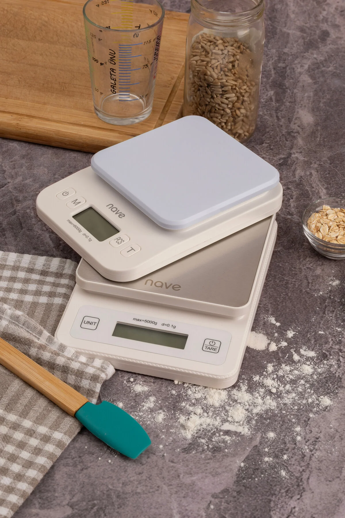 K5088 Dijital Mutfak Tartısı Pilli 0.1g Hassasiyetli, 6kg, Çoklu Birimli Hassas Terazi Gri - Mavi