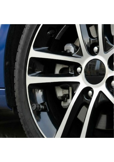 Sibop Kapağı Krom 4lü Takım Üniversal Lastik Subap Tıpası Seti Çizgili Model Siyah Glz02790025