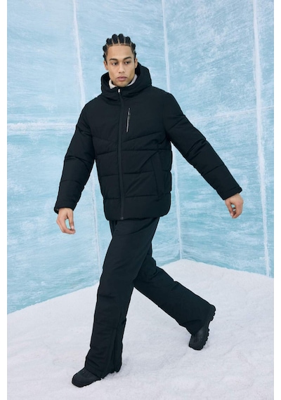 Defacto Defactofit Su Geçirmez Rüzgar Geçirmez Regular Fit Kapüşonlu Fermuarlı Cepli Kışlık Mont E9491ax25wnbk81 Siyah