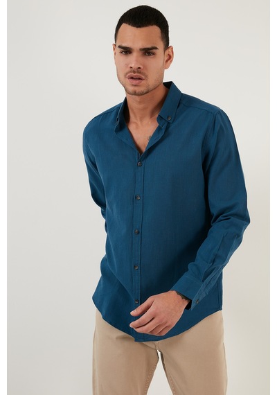 Buratti Pamuklu Regular Fit Düğmeli Yaka Erkek Gömlek Cf20S111871 Indigo