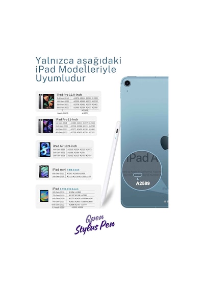 Apple Uyumlu iPad  Stylus Kalem Avuç İçi Reddetme Ve Eğim Hassasiyetli Dokunmatik iPad  Tablet Kalemi Beyaz
