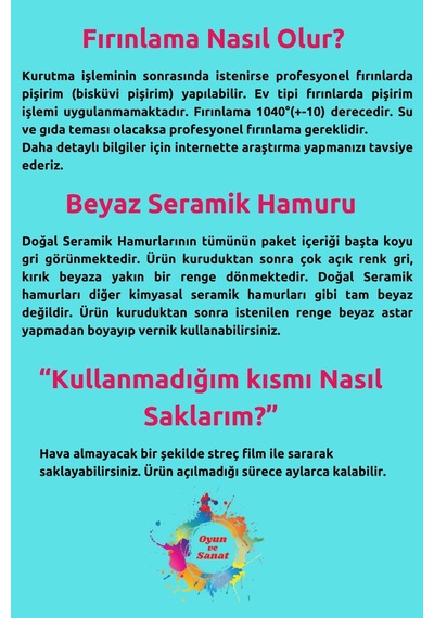 Seramik Hamuru Başlangıç Seti 9 -guaj Boya, Ebeşuar, Merdane, Fırça, 1000gr Beyaz Doğal Kil, Zımpara