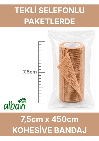 7,5cm 6'lı Set Kendinden Yapışkanlı Elastik Bandaj, Kohesiv Bandaj 7,5cm X 4.5m Spor, Bilek, Ayak Bileği, Veteriner Bandajı Siyah