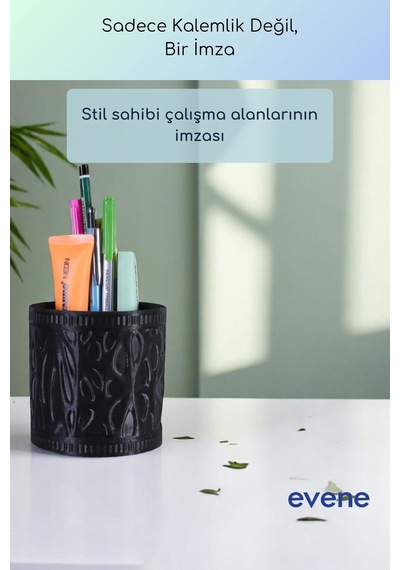 Kalemlik Masa Kalemliği Organizer Kalemlik Siyah Renk Model 76 Çok Renkli