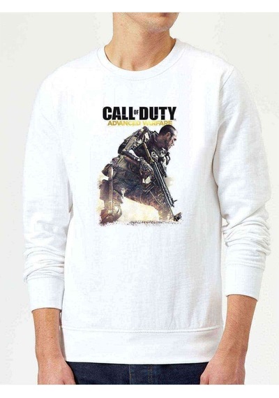 Call Of Duty Advanced Warfare Baskılı Beyaz Erkek Örme Sweatshirt (534635251)