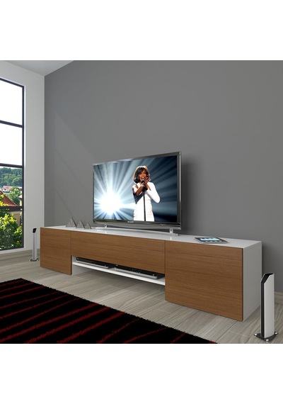Decoraktiv 1e1 Slm Tv Ünitesi Tv Sehpası - Beyaz - Ceviz Beyaz - Ceviz