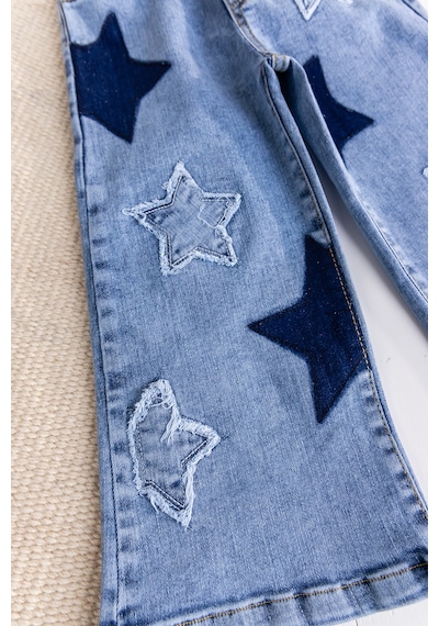 Babymod Yıldız İşlemeli Denim Kız Çocuk Kot Pantolon Mavi