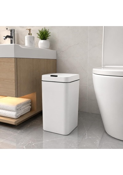 18 Litre Sensörlü Çöp Kovası, Otomatik Temassız Akıllı Çöp Kutusu, Sessiz Kapanan Kapaklı, 2 Aa Pille Çalı