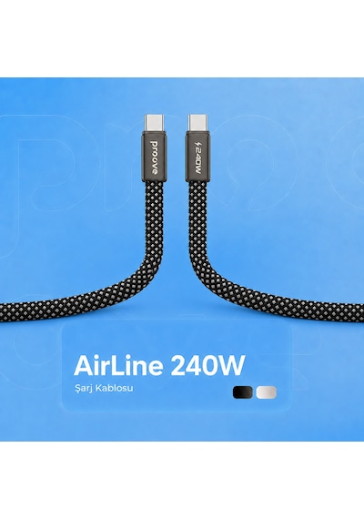 Proove Airline Type-c To Type-c 240w Ultra Hızlı Şarj Ve Veri Kablosu 1.5m Apple MacBook Laptop Uyumlu