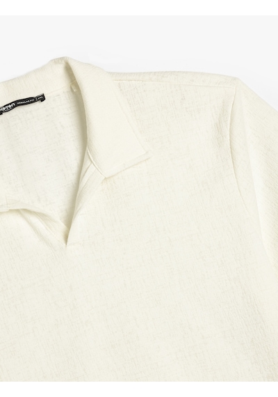 Koton Pamuklu Regular Fit V Polo Yaka Kısa Kollu Tişört Ekru 5sam10024mk Ekru