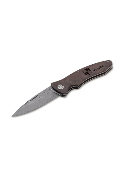 Böker Manufaktur Tirpitz Damascus Wood 42 Kamp Çakı Kahverengi