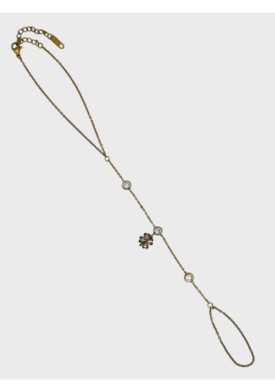 Arnes Jewelry Çelik Zirkon Taşlı Yoncalı Şahmeran Bileklik Ar581nes Gold