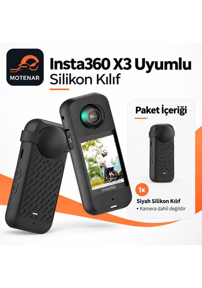 Motenar Insta360 X3 Uyumlu Şeffaf Lens Koruyucu 2 Adet Siyah