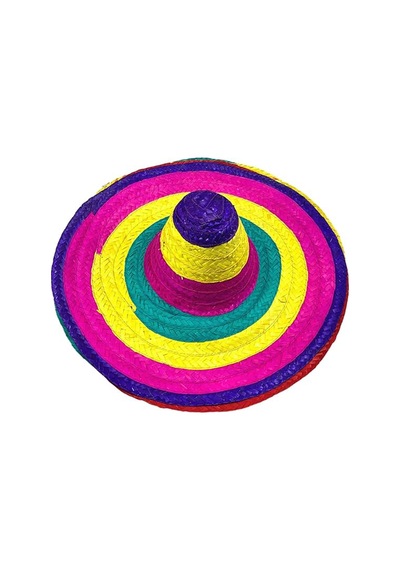 Sombrero Meksika Şapkası Renkli Örme Hasır Yetişkin Boy Çok Renkli