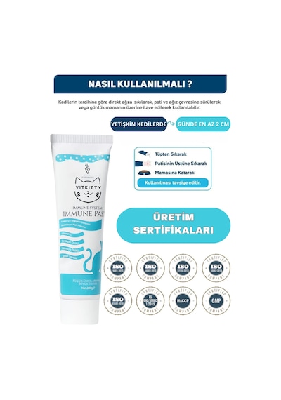 Vitkitty Kediler Için Sistemini Destekleyen Malt Macun 100 Gr. Immune Paste